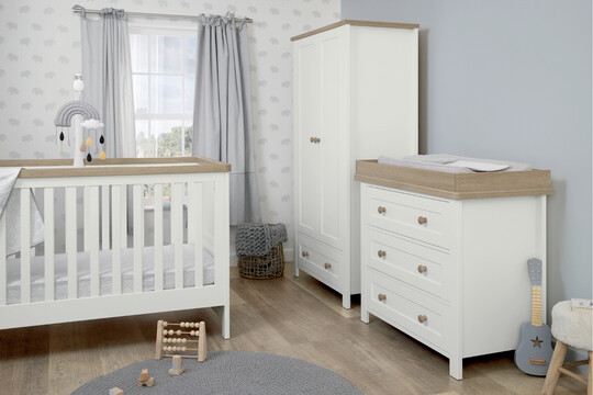 Wedmore 4 - Piece Cotbed with Dresser Changer, Wardrobe and Premium Core Mattress image number 9